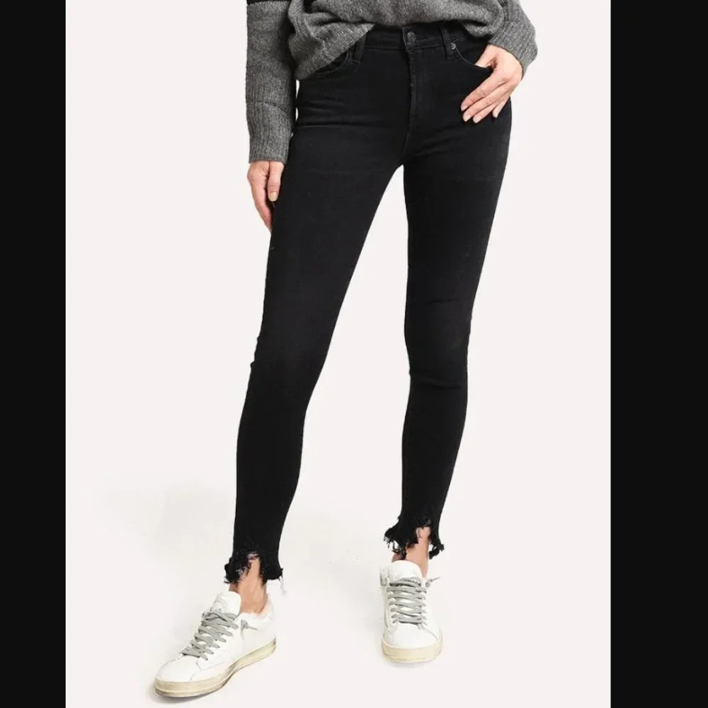 Agolde Sophie Mid Rise Skinny Ankle Jean - Black - Size 25 - Picture 14 of 14